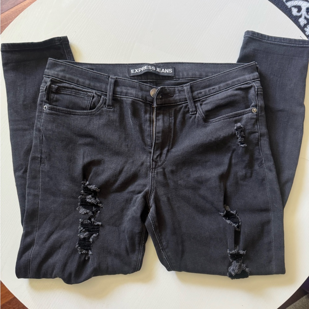 Express Black Distressed Jeans